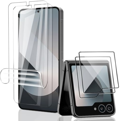Phlleyaa Protection Décran Pour Galaxy Z Flip 6 Film Flexible TPU 2 Pièces + Caméra Arrière Protecteur 2 Pièces,sans Bulles,Facile à Installer Pour Galaxy Z Flip 6 Verre Trempé
