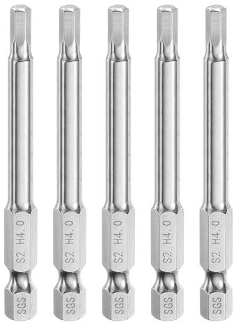 sourcing map 5pcs Hex Head Wrench Drill Bit 4mm (H4) Metric 1/4 Hex Shank 65mm (2.6) Long Magnetic S2 Steel Screwdriver Bits Industrial Grade Hexagon Flat Tip Drill Bits for Screws