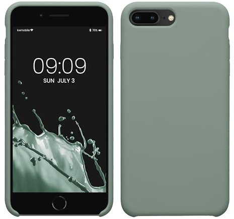 kwmobile Hülle kompatibel mit Apple iPhone 7 Plus/iPhone 8 Plus Hülle - Silikon Handy Case - Handyhülle weiche Oberfläche - kabelloses Laden - Rainwashed Grün