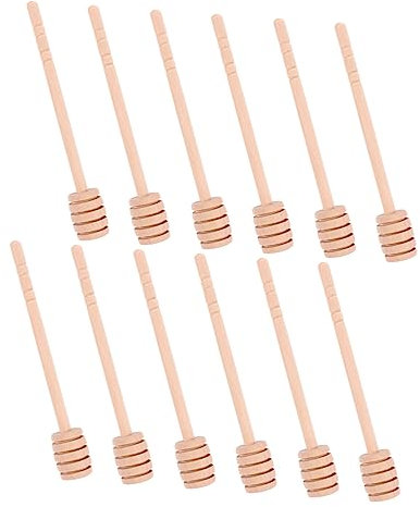 MAGICLULU 12 Piezas Palo De Miel Varilla Agitadora para Cocina Cuchara De Miel Cazo De Tarro De Miel Jarabe De Miel Cucharada De Miel Cuchara para Agitar Mini Brown De Madera Reutilizable