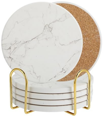 Dessous De Verre - Lot De 6 sous Verre - Absorbants Coasters - Fond Antidérapant - Absorption Rapide D’Eau - Motif Marbre
