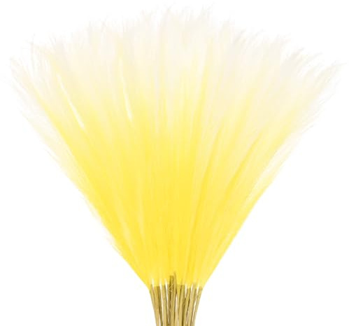 M METERXITY 20-Pack Faux Pampas Grass 21.7 Inch/55cm Small Fake Fluffy Pampas Grass Decor Pampas Grass Branches Vase Filler for Home/Wedding/Vase/Office/Party [Yellow Gradient]