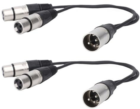 Bonbela XLR Splitter Cable 3 Broches XLR Mâle Vers Double XLR Femelle Patch Équilibré Microphone Cordon Adaptateur 0,3 M/1 Ft (2 pièces)