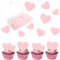 Xsstarmi 60 Pack Edible Love Heart Cupcake Toppers Rice Paper Heart Sweet Love Cupcake Picks Happy Valentine's Day Cake Decorations for Wedding Anniversary Valentine's Day Party Supplies Light Pink