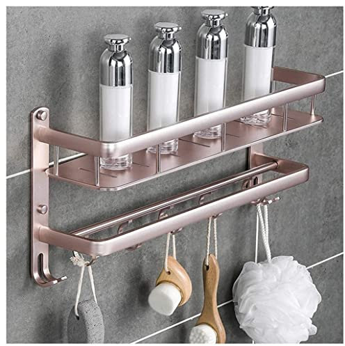 Porte-serviettes moderne en aluminium avec double barre porte-serviettes mural avec crochets 50 cm