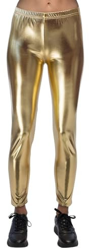 Boland - Metallic Leggings für Karneval, Festival, Mottoparty oder Alltag, glänzende Stretch Hose für Faschingskostüme, 80er Jahre