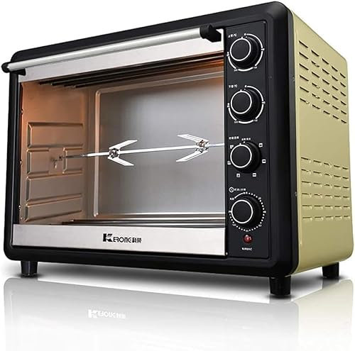 LABLADUO Four électrique,Four à Convection Four électrique Multifonction 60 litres, fourchettes rotatives domestiques, contrôle indépendant de la température, Mini Fours de Grande capacité(Gold)
