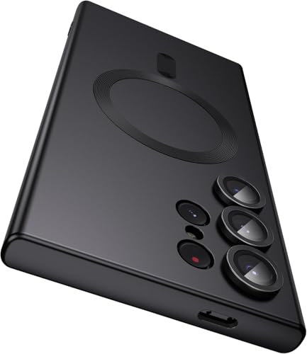 FAOMSEBS Coque MagSafe pour Samsung S22 Ultra MagSafe, avec protecteur d'objectif d'appareil photo [magnétique stable] élégante, douce et résistante aux chocs pour Samsung Galaxy S22 Ultra MagSafe