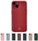 Tirita Personalised Leather Phone Case for iPhone 14 Pro Max – Leather Red Case or Cover With Custom Initials – Cute Personalised Gift for Men or Women [07. Red Gold Embossed Initials]