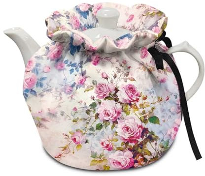 Poceacles Teewärmer für Teekanne, kleine Teewärmer, Küche, Wasserkocher, Staubschutz, Tuch für Frühstück, Kanne, Kaffeekanne, Schutz, Tischdekoration, Retro-Rose, Blume, Rosa