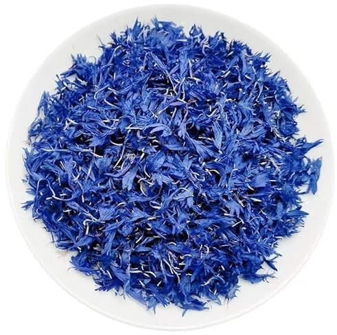 Kornblume, Kornblumen Getrocknete Blueten Blau, 100% essbare blaue Bio Kornblumenblütenblätter, Ohne Kelche, Leuchtende Farben & voller Geschmack,für DIY,TEE,Backen,Seife,Salate und Torten-Dekoration