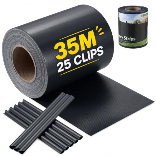 Velway Brise Vue en PVC avec Clips de Fixation – Brise Vue Occultant Jardin Balcon – Vue Occultant et Protection Vue pour Jardin – Brise Vue en Rouleau 35 m x 19 cm – 450 g/m² | 35 mx19 cm Protection Visuelle pour Jardin Lamelle Occultation pour Panneau Grillagé Clôtures Rigides Anthracite Terrasse