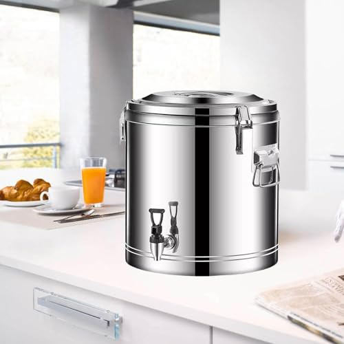 THEGA Suppentopf Mit Zapfhahn, Großer Isolierter Edelstahltopf, Fass-Wärme-Kälte-Isoliereimer Mit Wasserhahn, Isolierter Getränkespender Für Milch, Kaffee, Suppe(60L)