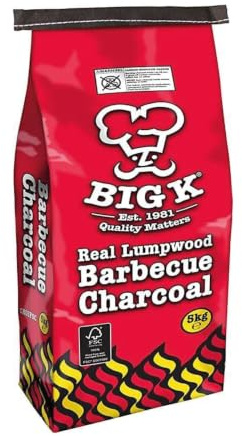 Big K Red Lumpwood Charcoal 5kg | BBQ Charcoal for Outdoor Grills and Smokers | Suitable for Grilling Meat, Fish & Vegetables