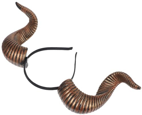 Abaodam Golden Pu Ram Horn Headband Lightweight Comfortable Fit Gothic Horn Headpiece for Adults for Cosplay Events and Halloween Celebrations