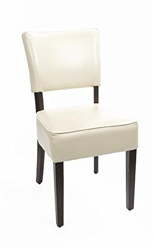 Bolero Chunky Faux Leather Chairs Birch Frame Pack of 2, Cream | Arrives fully assembled with a 500mm seat height; indoor commercial standard rating ensures stability for hospitality use.