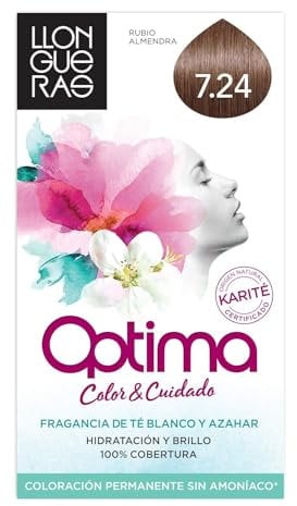 Llongueras Optima Tinte de Cabello Permanente sin Amoniaco Tono #7.24 Rubio Almendra