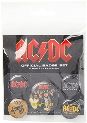 AC/DC Pyramid International-Badge avec Logo, Multicolore, 10 x 12,5 x 1,3 cm