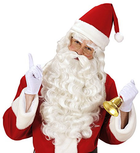 Karneval-Fasching-Shop Nikolaus Weihnachtsmann Bischof Bart + Perücke + Augenbrauen in Theaterqualität Polyester Lang
