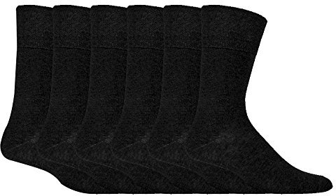 Gentle Grip - Mens 6 pairs of Diabetic Sock with Honey Comb Top and Hand linked Toe Seams - 6-11 UK 39-45 Eur, Black, 6-11 UK 39-45 eur