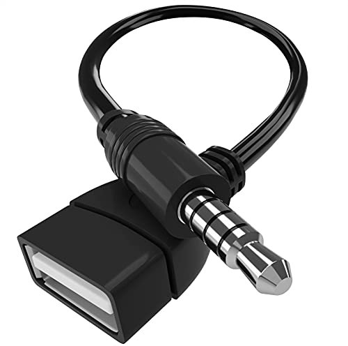 Coomoors USB to Jack Adapter 3.5mm Male Aux Audio Plug to USB 2.0 Female Converter USB to Aux Audio Converter Cable Adapter Car Stereo Cable, for Mp3 Players, etc(Car Need Decoding Function)