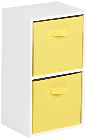 Hartleys 2 Tier White Cube Unit - Yellow Storage Boxes