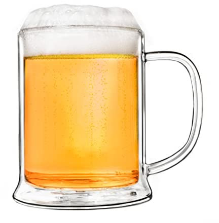 Creano doppelwandiges Bierglas 500ml, Thermoglas Beerglass, Bierkrug, Humpen, Geschenk zum Vatertag