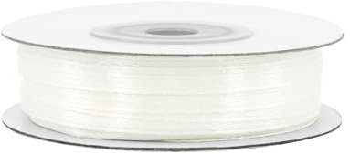 Satinband 3mm x 50m Rolle - FARBAUSWAHL in 3/6/12/18/25/38/50/75/100mm - farbecht & waschbar - Schleifenband für Hochzeit - Geschenkband zum Dekorieren Basteln - Ivory Elfenbein 810