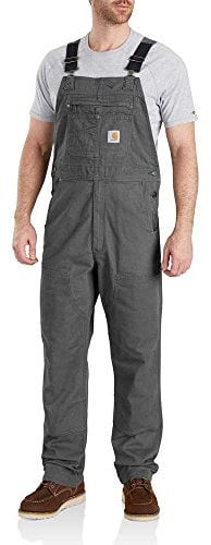 Carhartt Men's Rugged Flex® Relaxed Fit Canvas Bib Overall, Gravel, W38/L32
