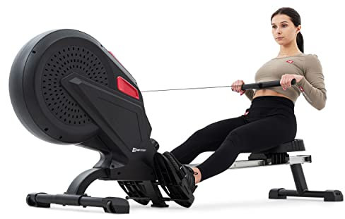 Hop-Sport HS-070R Luft-Rudergerät klappbar für zuhause - Rudermaschine mit Luft- & Magnetwiderstand, LCD-Display, bis 130kg