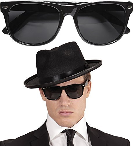 Neu: * Schwarze Sonnenbrille * als Accessoire für Mottoparty | Brille Verkleidung Gangster Blues Brother 20. Jahre Deko Piloten