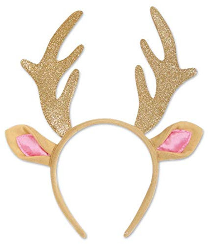 KarnevalsTeufel.de Haarreif Reh Haarschmuck Accessoire Rentier Geweih Glitzer Gold Weihnachten