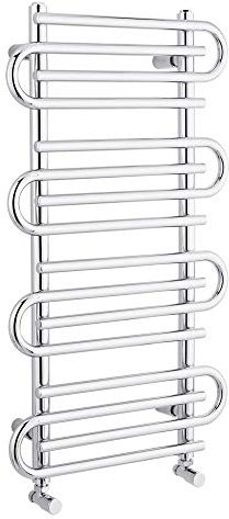 Milano Select Chrome Curved Bar Ladder Style Heated Towel Rail - 900mm x 510mm