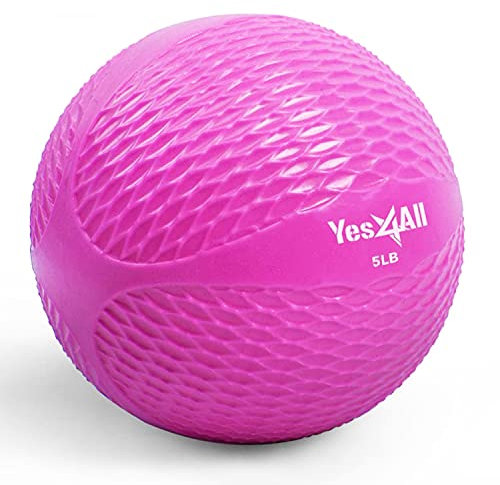 Yes4All PJ5M Toning Ball Weich gewichtet, 2.2 kg Rosa einzeln Krafttraining Gewichte & Zubehör Medizinbälle für Pilates, Yoga, Fitness