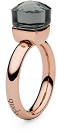 Qudo Firenze Edelstahl rose farbenem Ring mitsmoke Stein (grau) (56 (17.8))