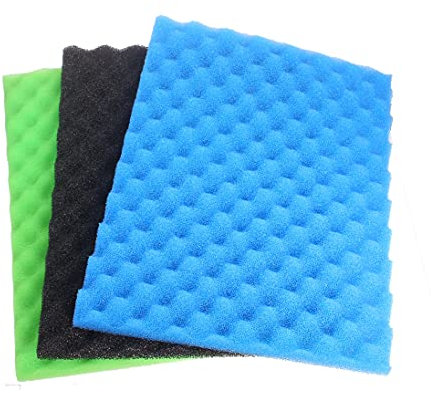 INGVIEE Compatible Jardín Estanque de Pez Esponja de Filtro pour Lotus Green Genie 24000 (1x Negro Grueso, 1x Azul Medio, 1x Verde Fino)