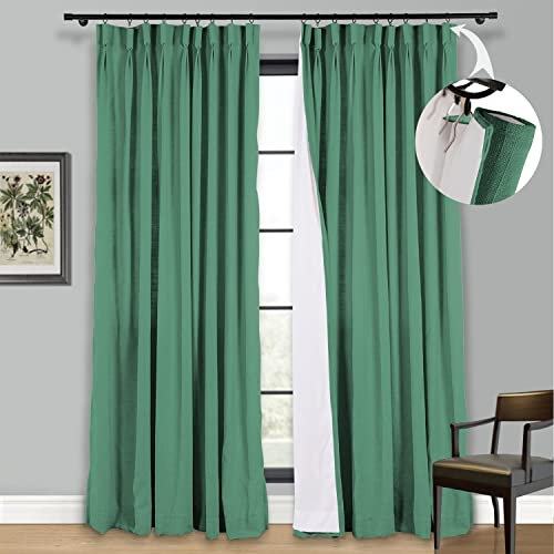 ChadMade Rideau Occultant Lin 305W x 260L CM Rideau Aspect Lin avec Doublure, Rideau en Verre pour Coulissante en Verre et Porte Patio, Paon (1 Panneau)