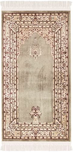 carpet city Gebetsteppich - Seccade Namaz - 70x125 cm Grün - Bordüre Mihrab Gebetsmatte mit Fransen - Wand-Dekoration Wohnzimmer - Klassische Teppiche Kurzflor - Orientteppich