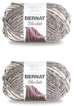 Bernat Blanket Silver Steel - Ovillo de hilo de acero plateado, paquete de 2 de 10.5 onzas, poliéster, #6, superesponjoso, 220 yardas, tejido de punto/ganchillo, color plateado