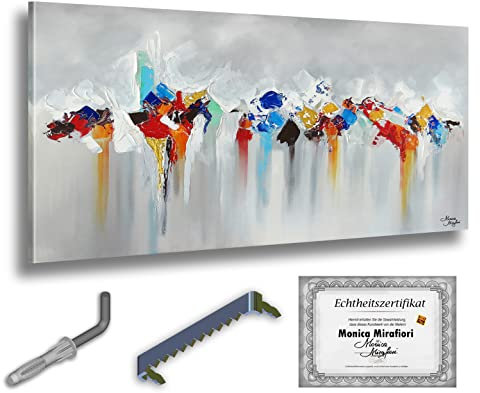 Monica Mirafiori I 100% HANDGEMALT I Gemälde L'Aventure 140x70cm | Gemälde Handgemalt | Acrylgemälde | Sehr Großes Acrylbild I Moderne Kunst I Kunstbilder
