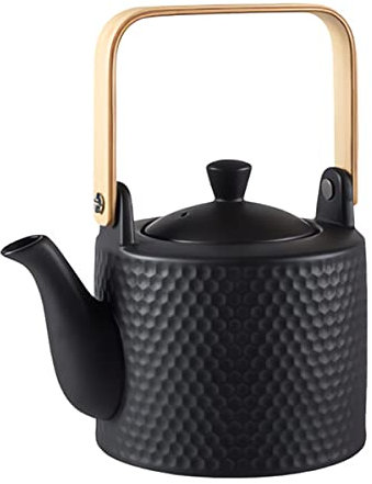 Toichi - Tetera grande de porcelana negra - 30 oz (900 ml) - Tetera japonesa con infusor de acero inoxidable - Mango de tetera de bambú - Olla de cerámica (olla de té-negro)