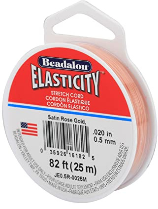 Beadalon Elasticity Stretch Cord, 0.5 mm / .020 in, Satin Rose Gold, 25 m / 82 ft