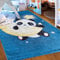 Mazovia Kinderzimmerteppich Antirutsch - Waschbar bis 30 Grad - Stern Mond Panda Tiere - Kurzflor Kinderteppich Teppich für Kinderzimmer - ÖKO-TEX - Teppiche Junge Mädchen Blau 160 x 230 cm