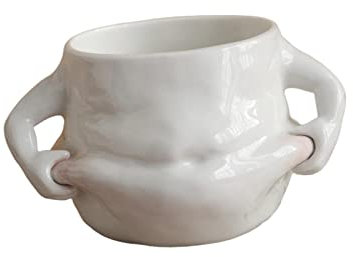 Tasse à café en céramique Pinch Belly, Tasse à Eau, Blanche Durable avec poignées, Joli Cadeau de Pendaison de crémaillère, Tasses Amusantes pour