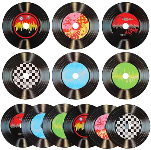 Homoyoyo 12PCS Vinyl Record Decorations,5.5Inch Record Wall Stickers for Music Party Decoration Bars Cafes Home Disc Wall Decor