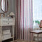 Sutuo Home Boho-Vorhang, 213 cm Länge, für Schlafzimmer, bedruckte Baumwoll-Leinen-Stangentasche, dekorative rustikale böhmische Quasten, 1 Paneel 150 cm Bx213.4 cm L, rot-blaue Streifen