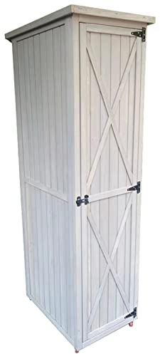 Wooden Outdoor Tool Shed With Pully, Garden Storage Cabinet With Waterproof Paint, Tall Outside Garden House With 5 Layers, For Backyard, Lawn (A)