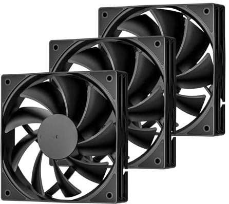 DARKROCK 3-Pack 120mm Black Computer Case Fans High Performance Cooling Low Noise 3-Pin 1200 RPM Hydraulic Bearing Quiet Long Life Up to 30,000 Hours 5 Years Warranty