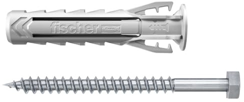 fischer - Cheville nylon à expansion SX Plus 12x60 avec collerette et vis, tous matériaux/Blister de 3