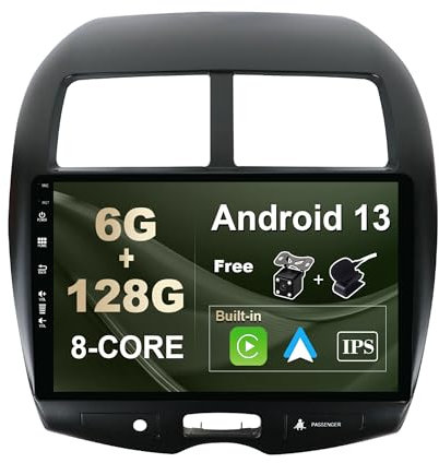 SXAUTO - 6G+128G - Android 14 IPS Autoradio para Mitsubishi ASX 2013-2019/Citroen C4 2007-2013 - Inalámbrica CarPlay/Android Auto/DSP - Cámara + Mic - Dab Volante Fast-Boot - 10.1 Pulgada 2 DIN